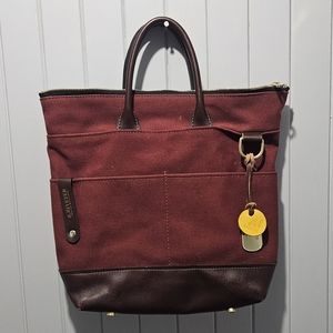 R Riveter Otto wine nylon brown leather bag